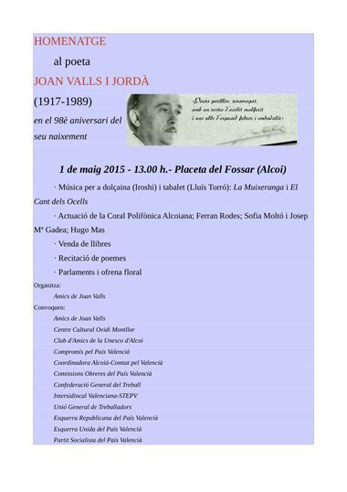 Homenatge a Joan valls lesmuntanyes.com. 2015